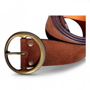 Treasure & Bond Belt Leather Brown Gray Studs M/L Treasure And Bond Oval Buckle Brown Leather Belt Size 1X  main image 4